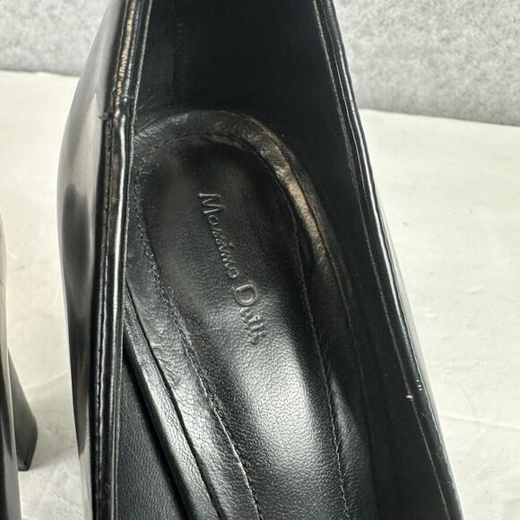 Massimo Dutti - Black Leather Square Toe Block Heel - Slip On Size 39 Pump Shoes - Picture 8 of 12